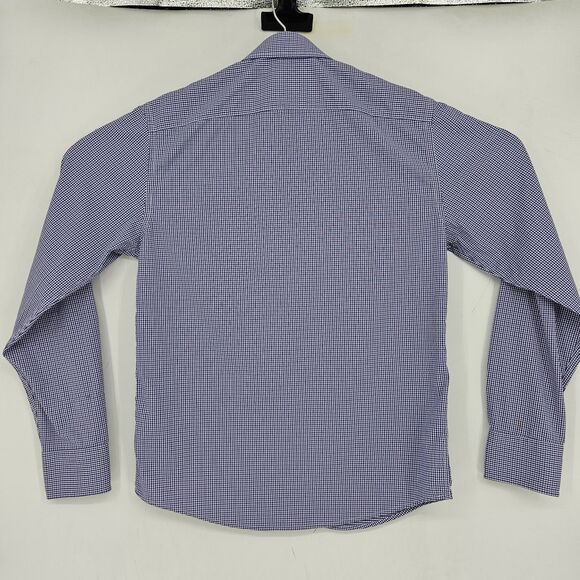 Untuckit Shirt Mens Medium Button Up Casual Preppy Blue Checkered Slim Fit - Picture 4 of 10